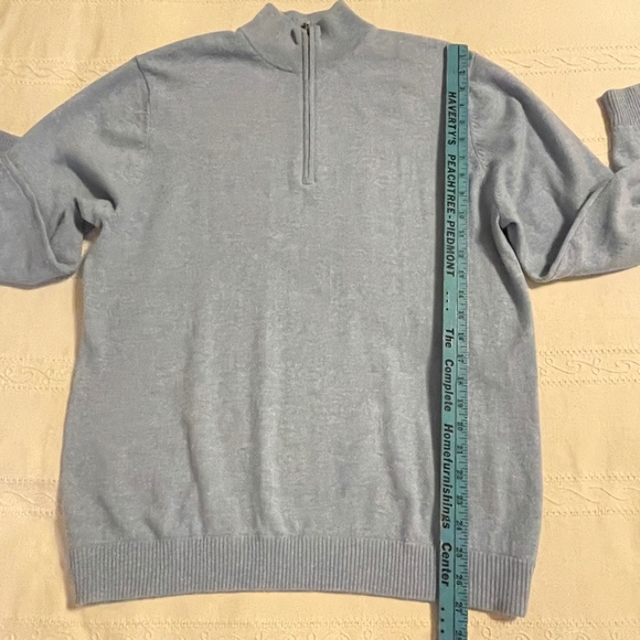Tom James Cashmere Quarter Zip Sweater Blue L Quiet Luxury Old Money Ivy League - Picture 10 of 11